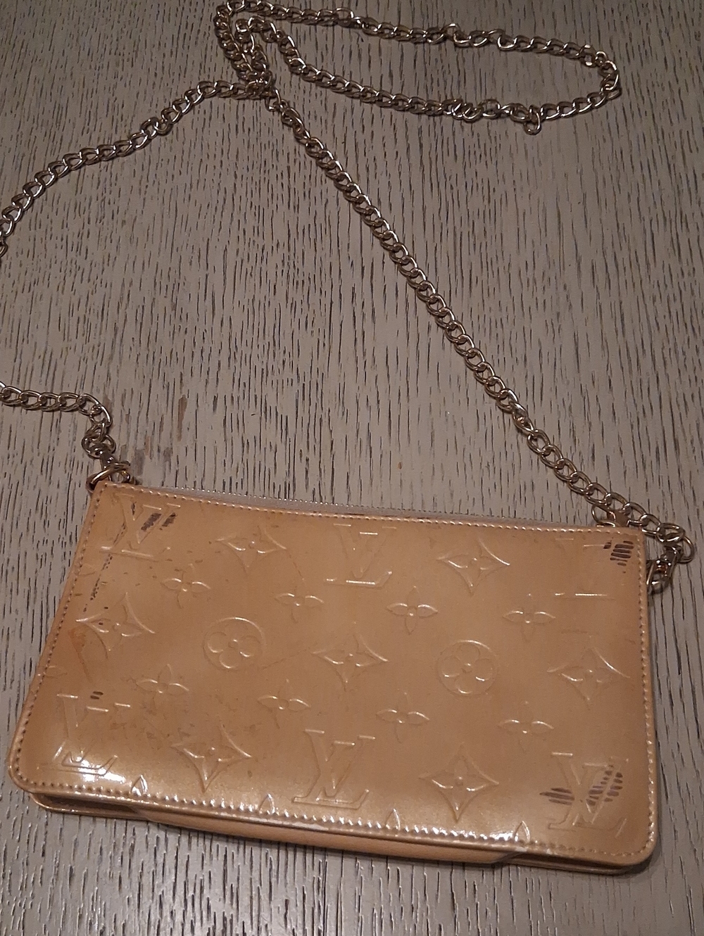 Patent Monogram Crossbody in Light Yellow with Gold Chain SOLD AS IS , See Pics